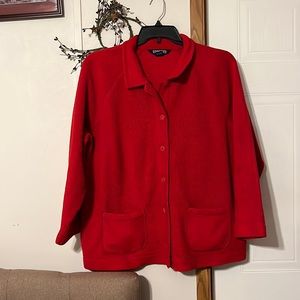 Lands End ref fleece jacket button front with front pockets